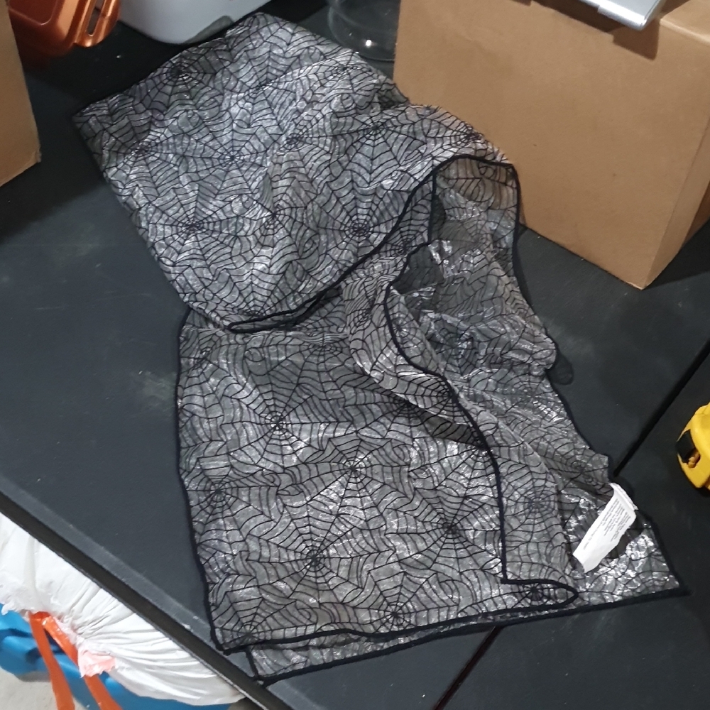 Black and Silver Spiderweb Table Runner